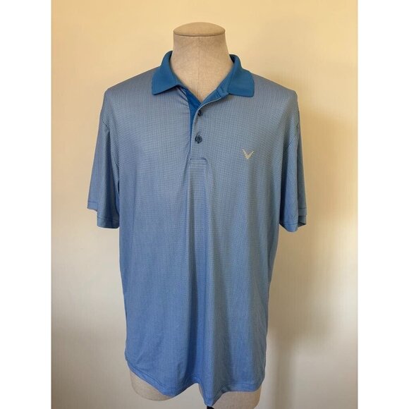 CALLAWAY Opti-Dry Short Sleeve Golf Shirts Mens Size Large LOT OF 2 Blue Check - Picture 8 of 14